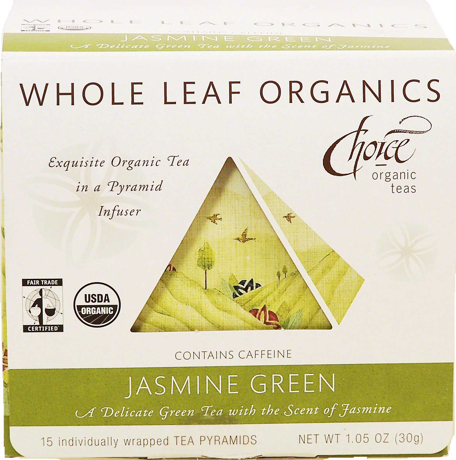 Choice organic teas jasmine green whole leaf tea in a pyramid infuser, 15-count Full-Size Picture